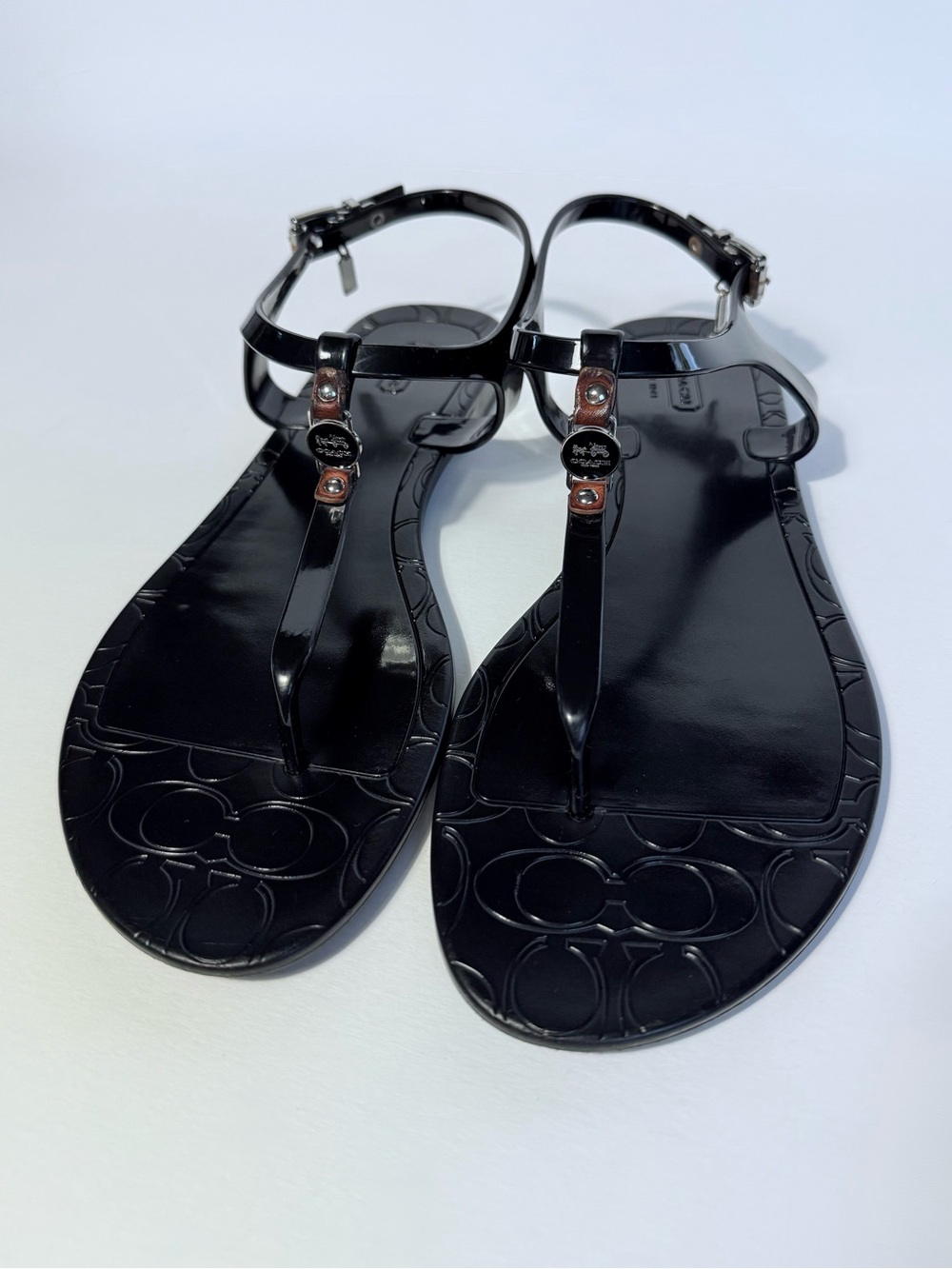 Coach Piccadilly Black Jelly Thong Sandals